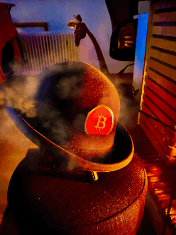 Steaming bitcoin bowler hat